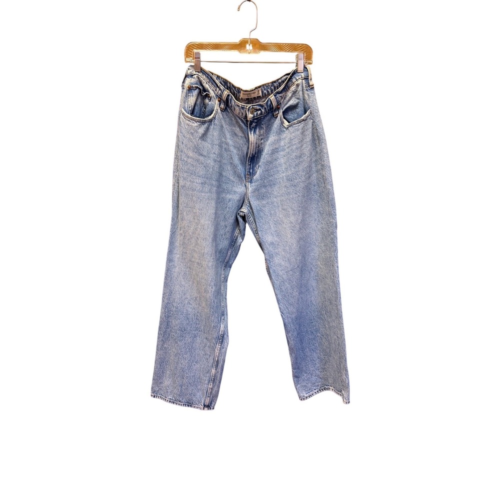 Abercrombie & Fitch The Loose High Rise Jeans Light Wash Blue Denim 32 14R